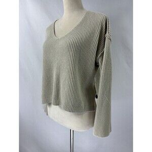 Neutral Ground Cotton Sweater Cream Small Bell Sleeves Cropped